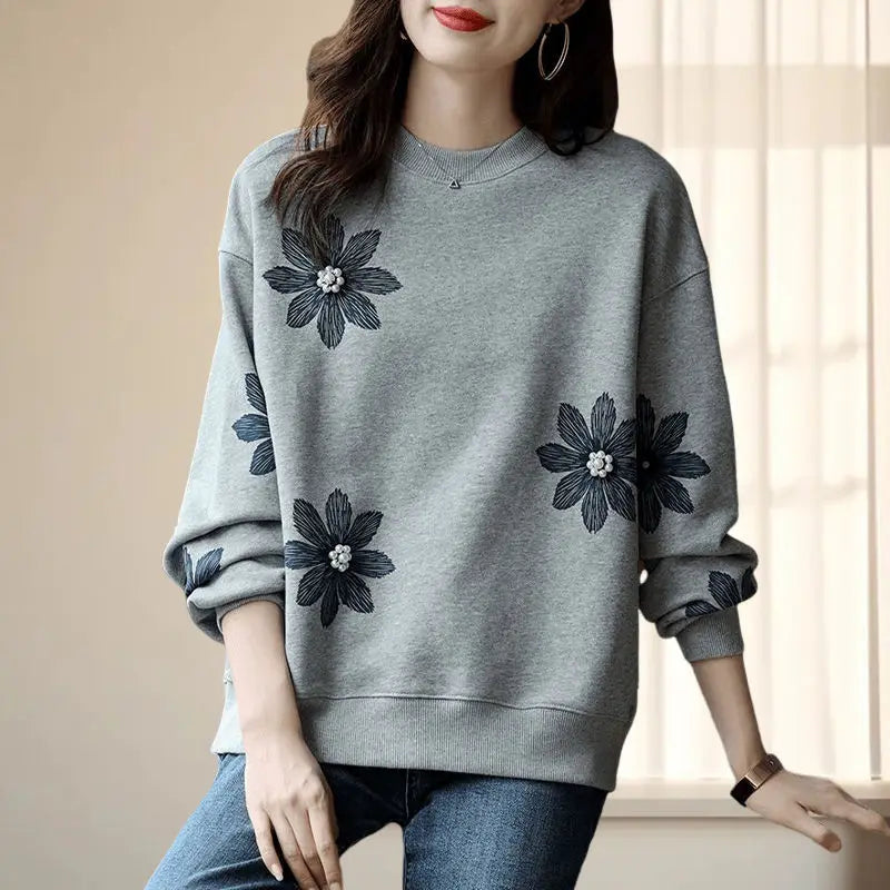Sweat-Shirt Femme – Style Coréen, Petits Motifs Fleuris