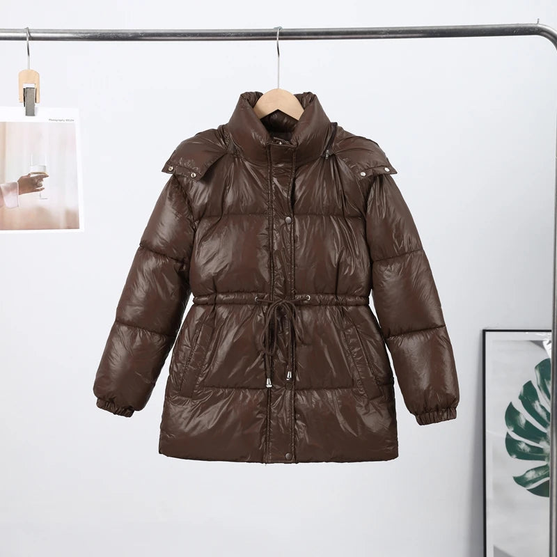 Doudoune à capuche femme – Coupe ample, cordon taille, épaisse – Streetwear chic 5 coloris