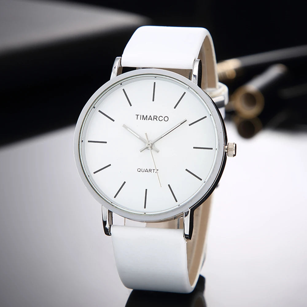 Montre femme minimaliste – Cadran rond, bracelet cuir – Plusieurs coloris