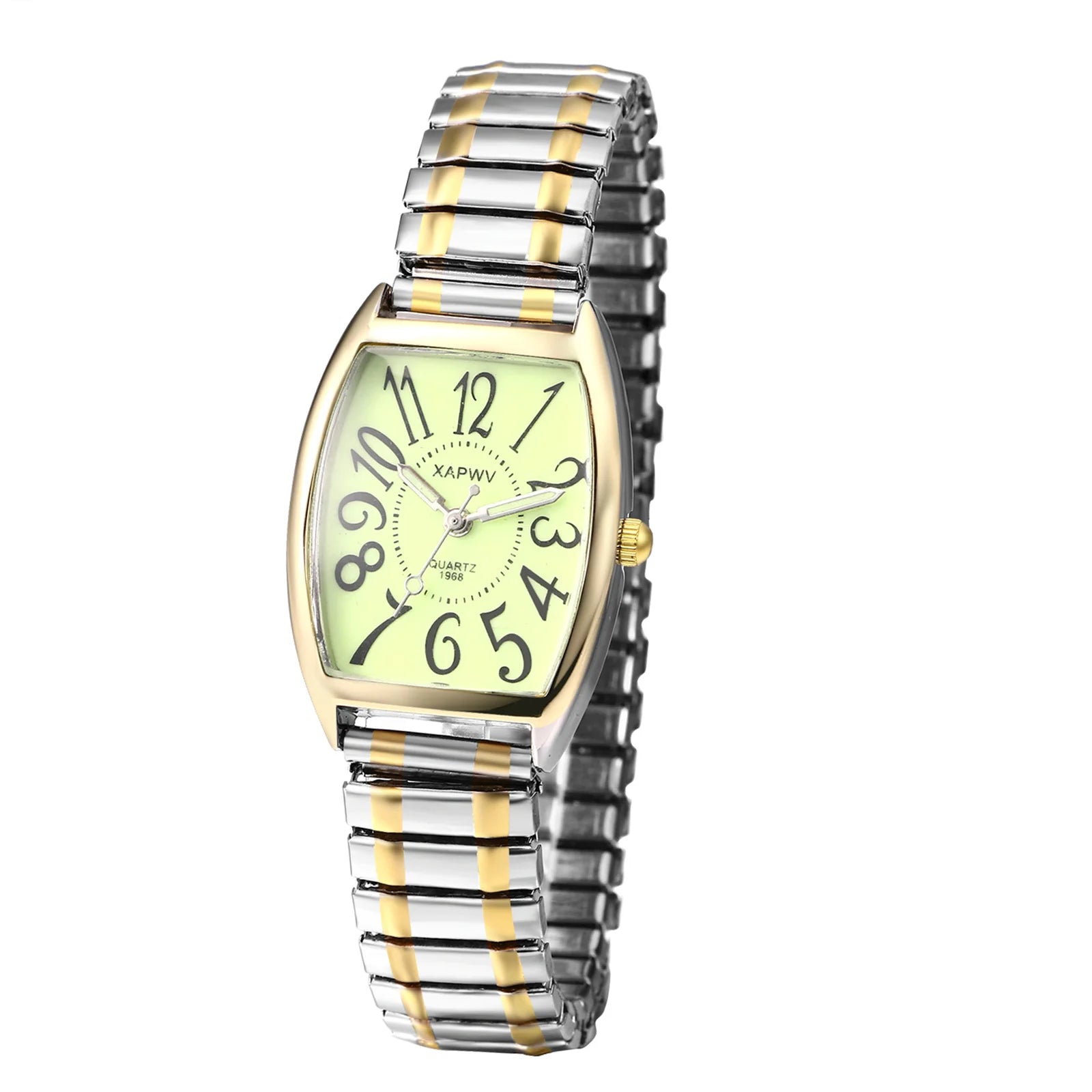 Montre femme rectangulaire – Bracelet rigide élastique, quartz – Plusieurs coloris