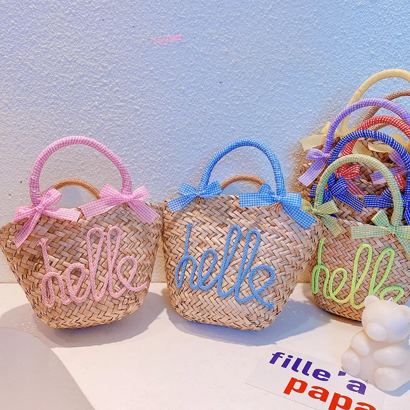 Petit sac en paille tressé  – plage & été, 5 coloris