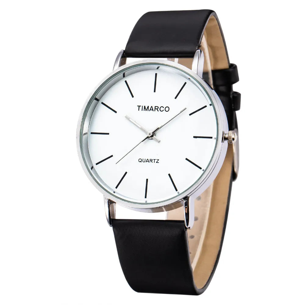 Montre femme minimaliste – Cadran rond, bracelet cuir – Plusieurs coloris