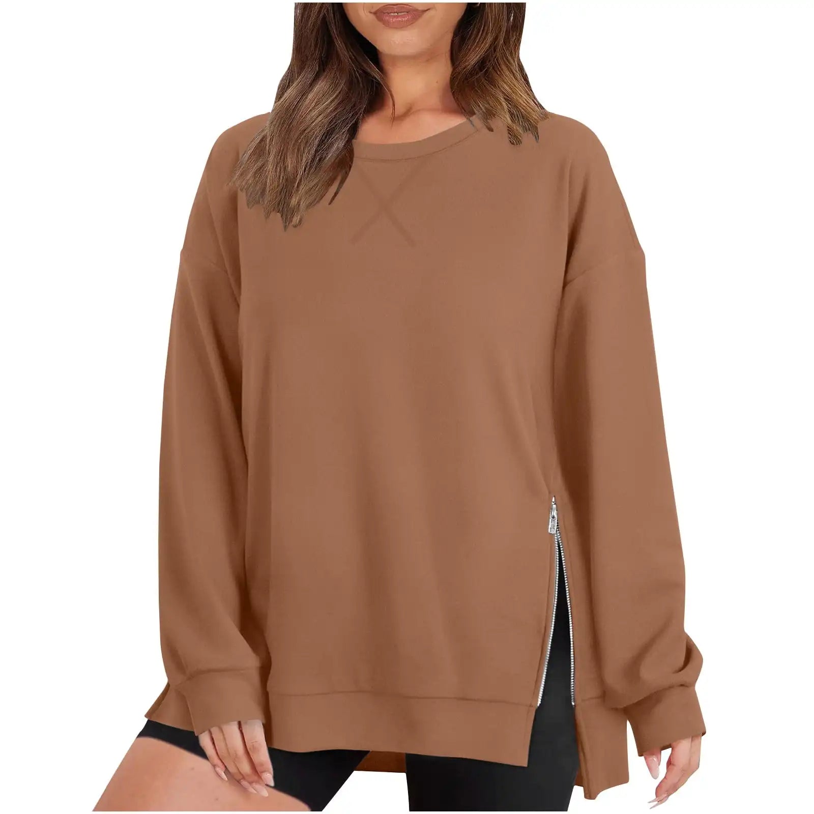 Sweat-Shirt Femme – Col Rond & Épaule Tombante, Style Printemps