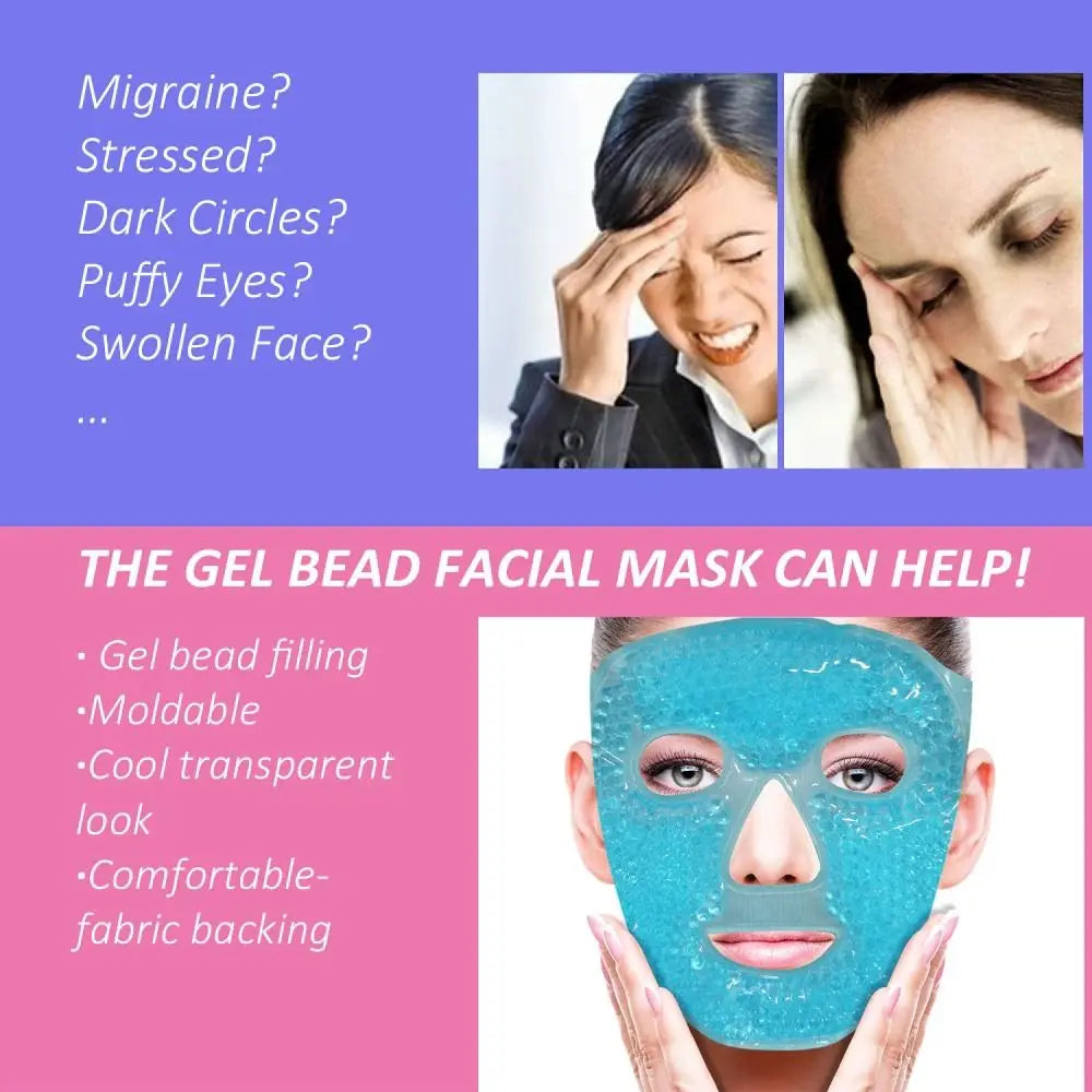 Masque gel yeux & visage chaud/froid – Réutilisable, anti-fatigue, 3 coloris