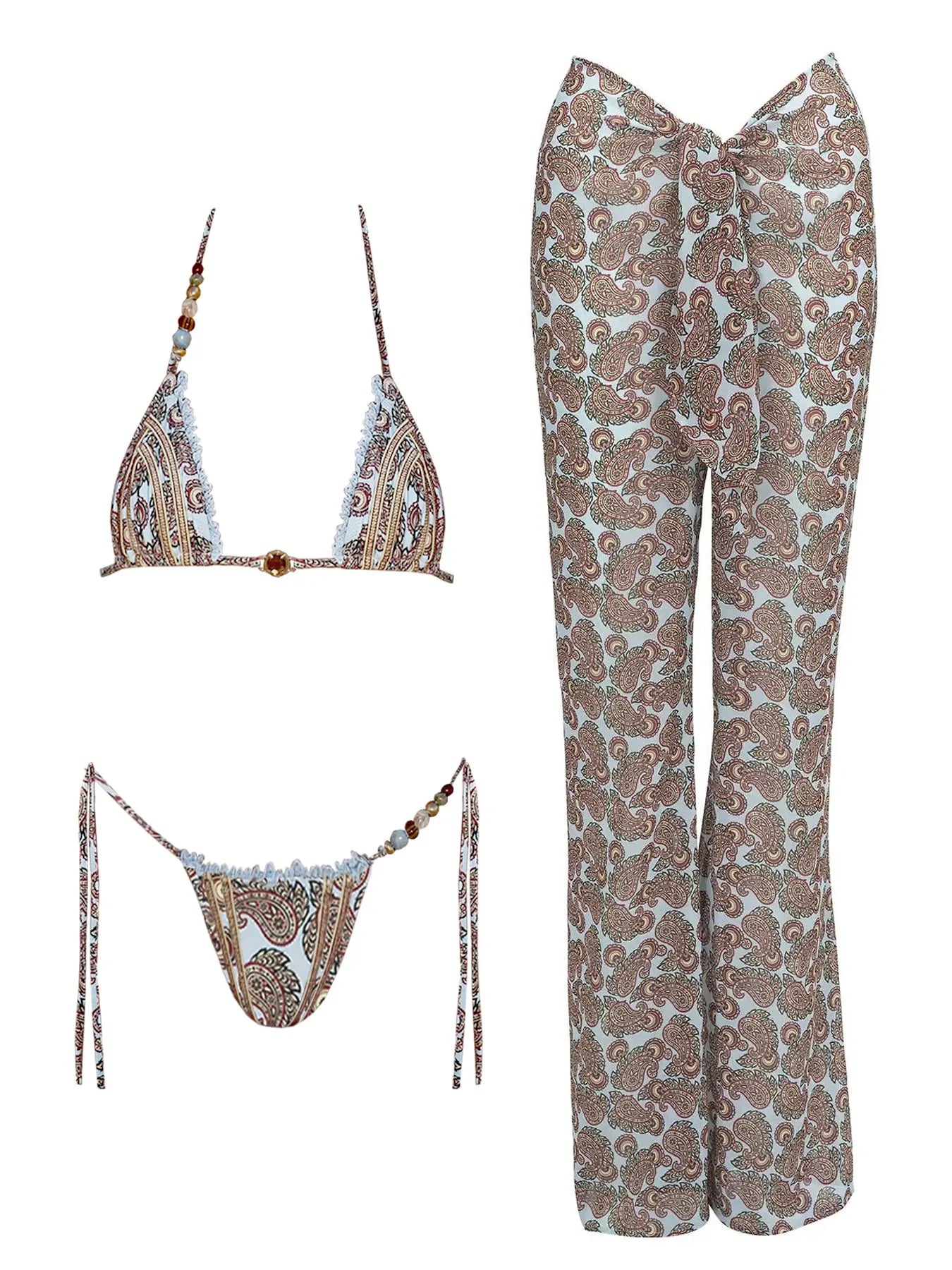 Bikini Bohème Femme  – Motif Cachemire Unique Été 2026