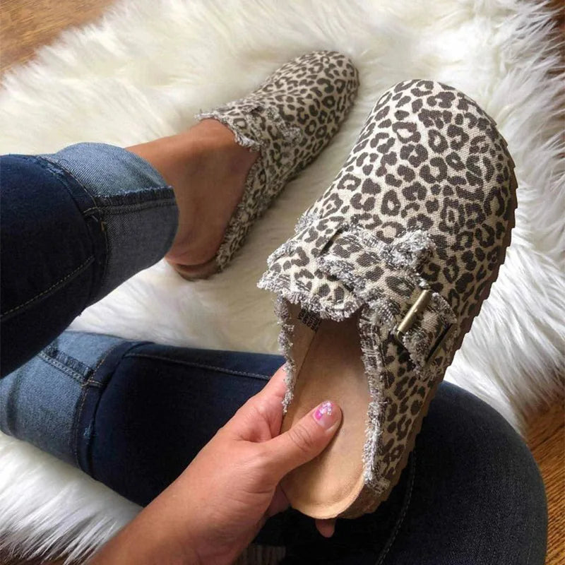 Sabots mules femme en toile – Semelle liège - 5 coloris