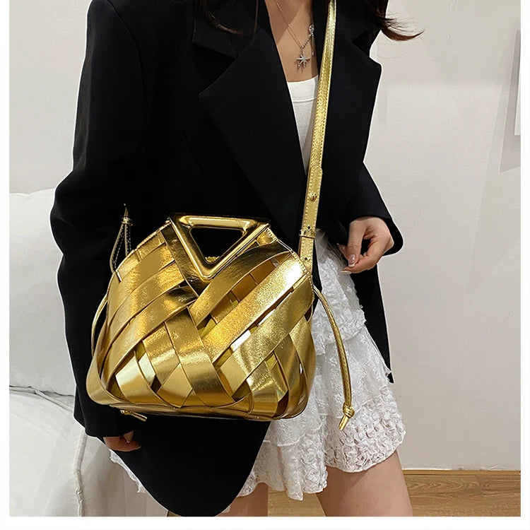 Pochette tissée en PU – Sac tressé minimaliste – Plusieurs coloris