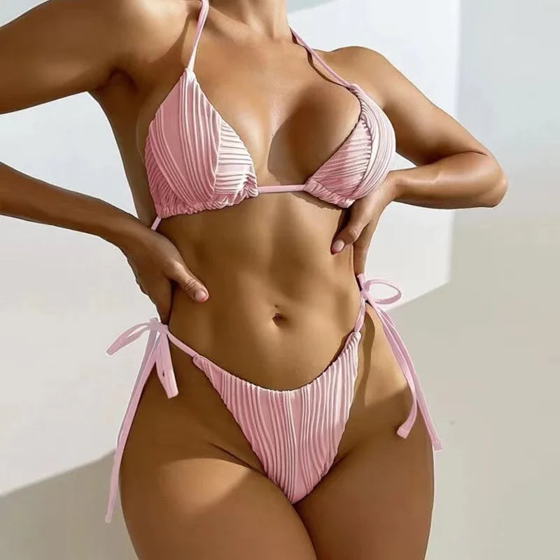 Bikini  2 Pièces – Dos Nu  Taille Haute -Plusieurs coloris