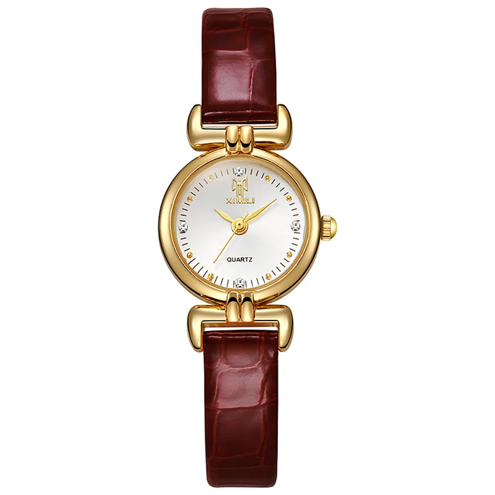 Montre femme verte Quartz, petits diamants, design simple & chic 6 coloris