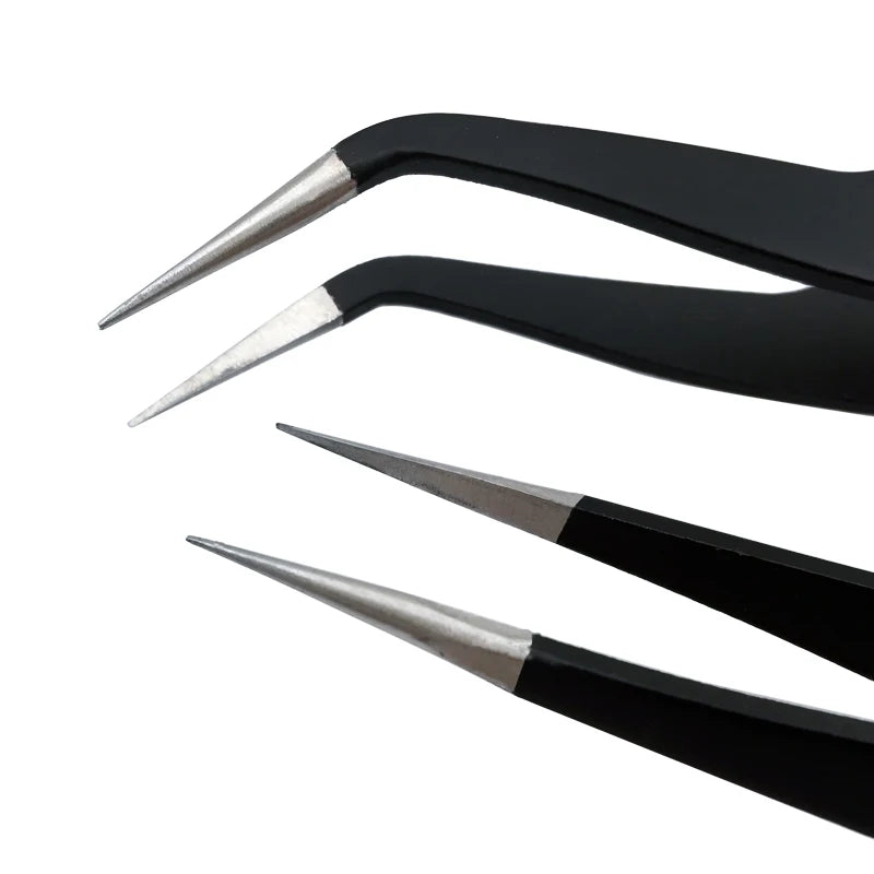 Pincette extensions faux cils – Acier inoxydable, pointe fibre, précision professionnelle