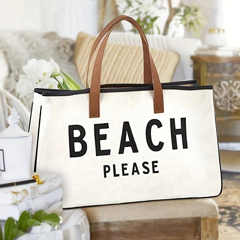 Sac fourre-tout en toile – Lettres imprimées – Plusieurs coloris