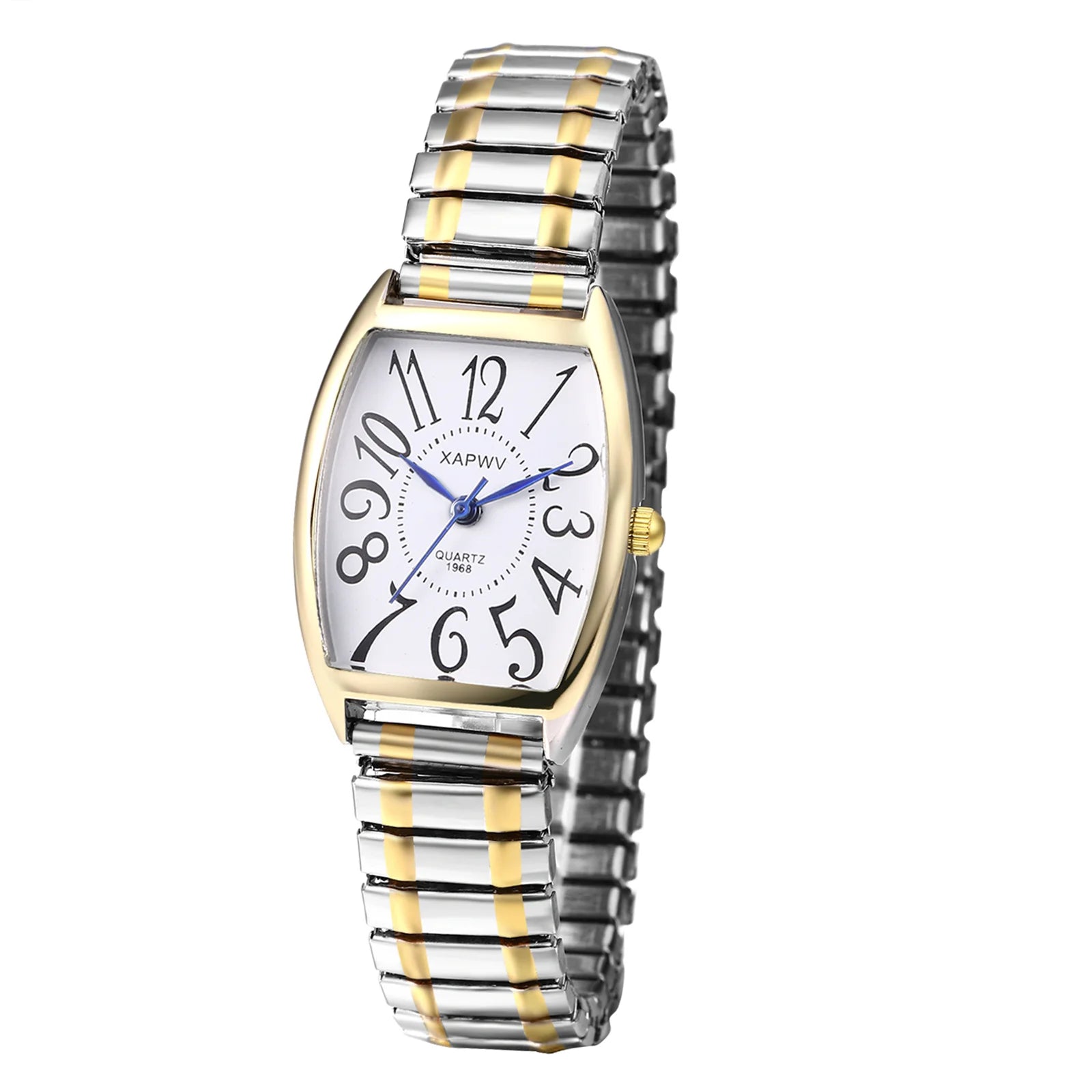 Montre femme rectangulaire – Bracelet rigide élastique, quartz – Plusieurs coloris