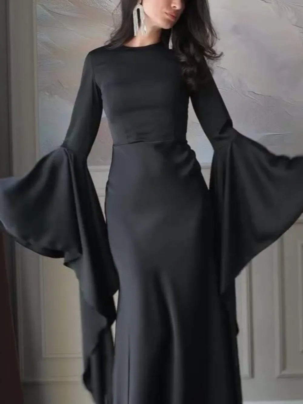 Robe Longue Caftan – Style Dubaïote, Manches Évasées (Plusieurs coloris)