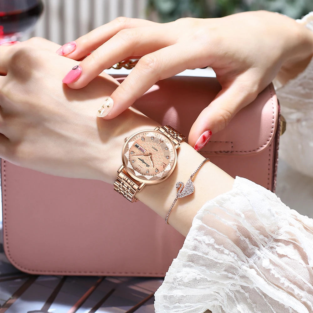 Montre femme  – Acier inoxydable, lumineuse, étanche – Plusieurs coloris