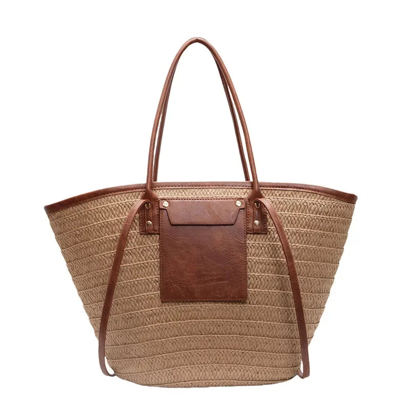 Sac tissé en paille – Fourre-tout plage été – Plusieurs coloris