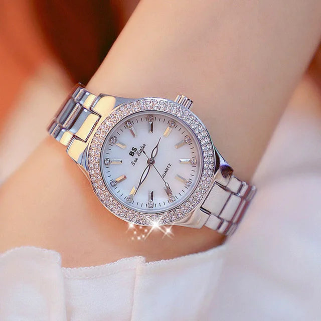 Montre femme  – Acier inoxydable, cristaux & diamants – Plusieurs coloris