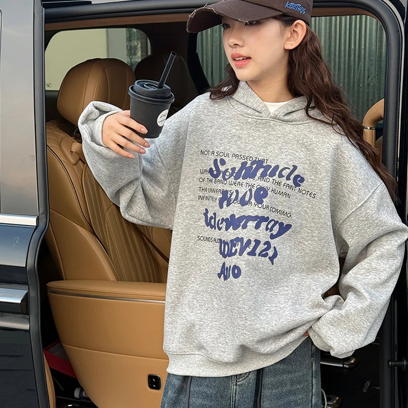 Sweat à Capuche Fille – Imprimé Lettres Américaines