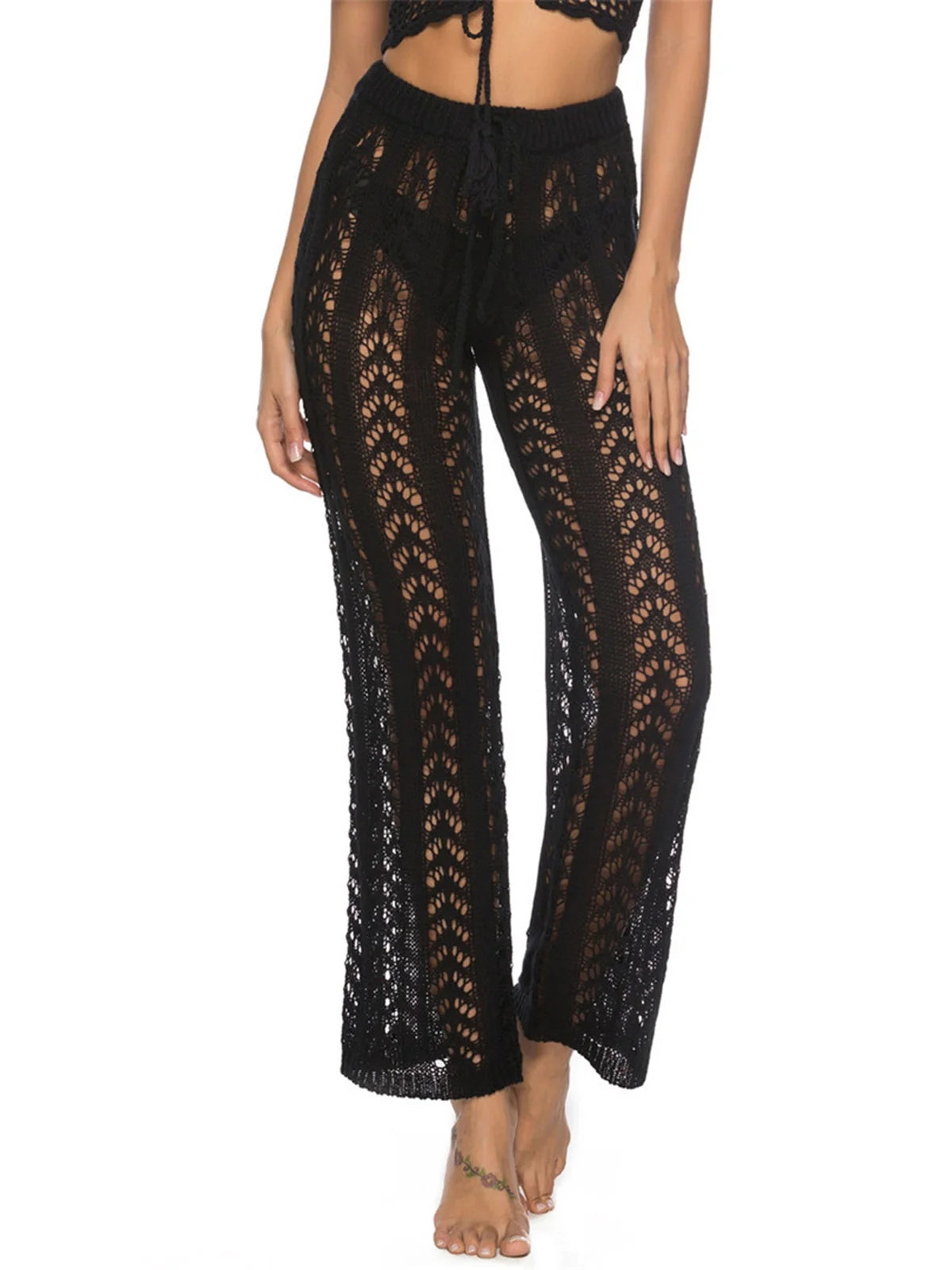 Pantalon de Plage Femme – Jambes Larges Taille Élastique Cover-Up