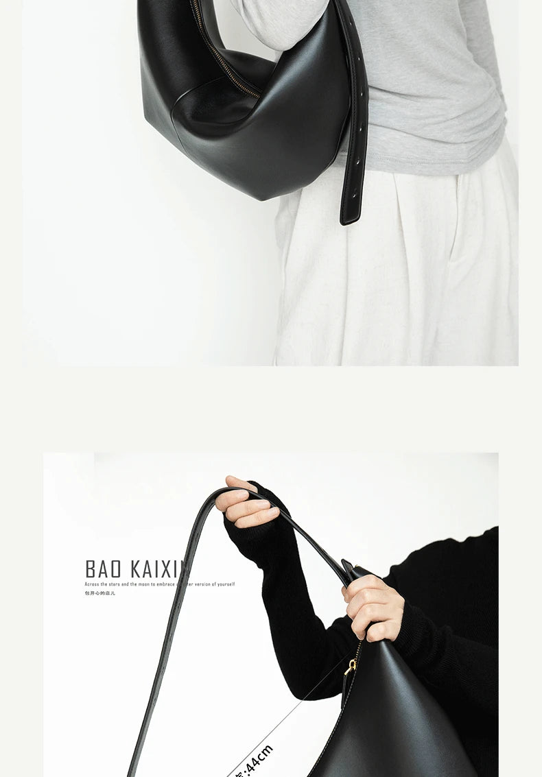 Sac hobo à bandoulière femme – Grande capacité – Noir