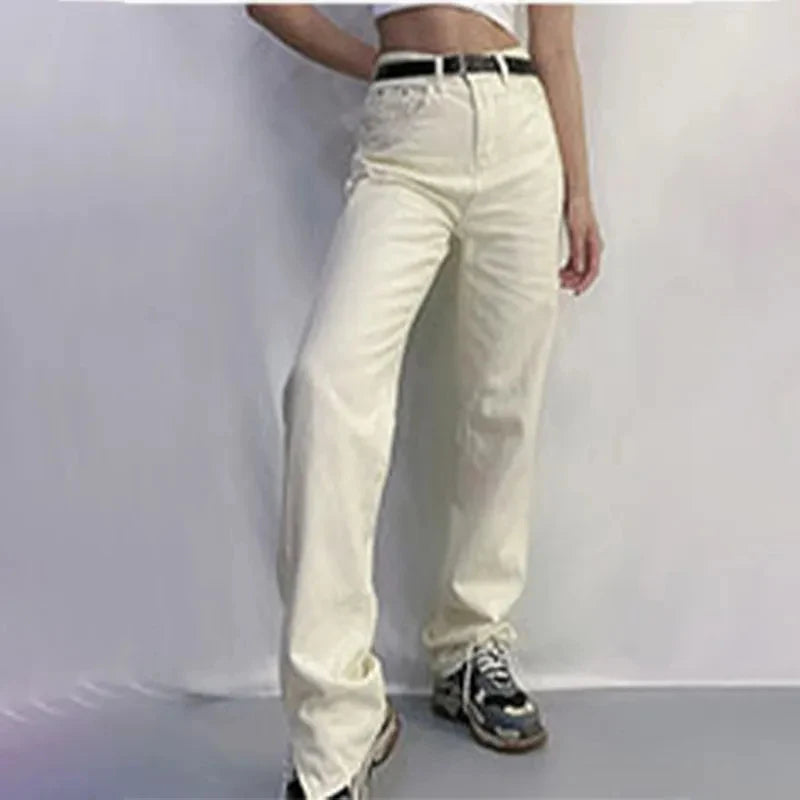 Jean baggy femme Taille haute, jambe large, coupe confortable