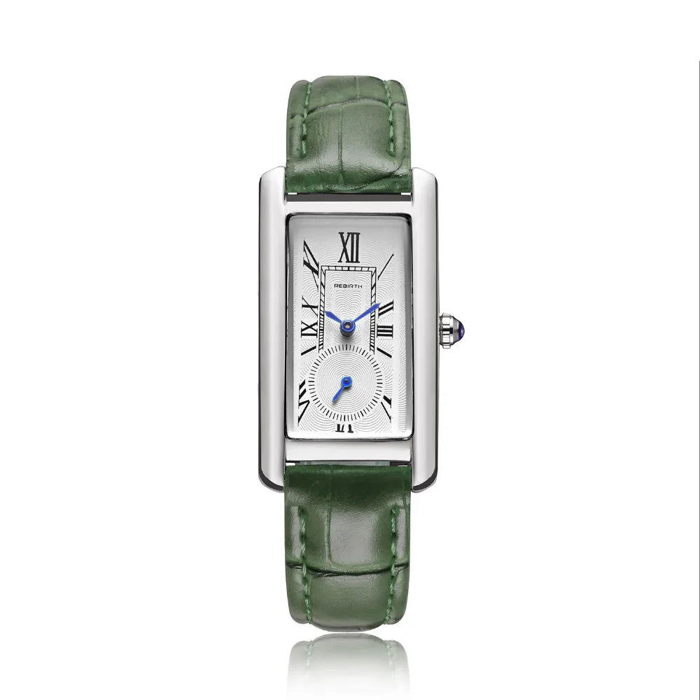 Montre rectangle femme – Quartz, bracelet cuir, analogique – Plusieurs coloris