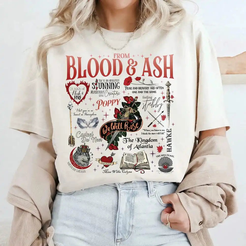T-shirt col rond femme  Citation livre From Blood and Ash