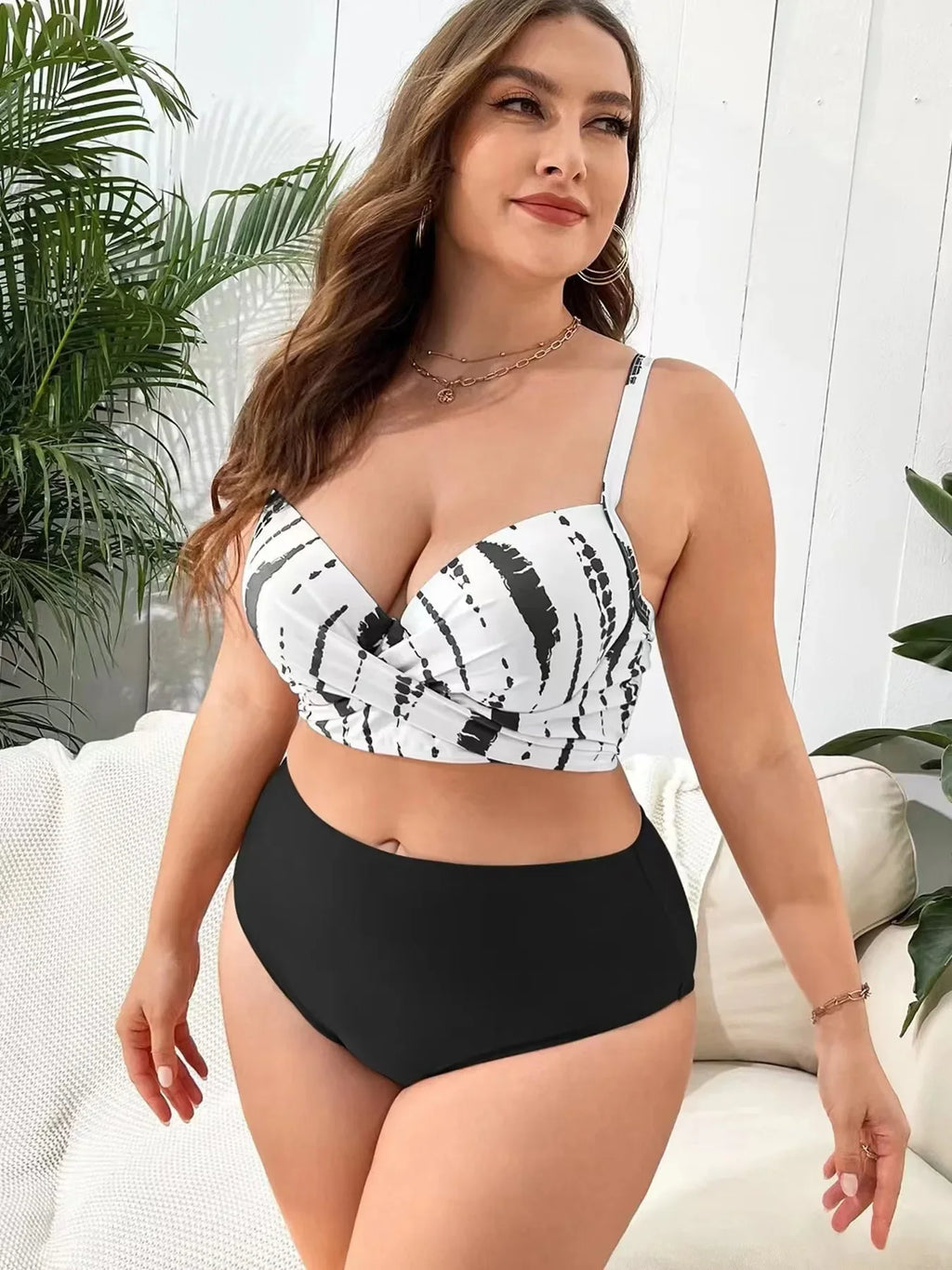 Bikini  3 Pièces Push-Up & Taille Haute – Grande Taille L à 5XL 2 coloris