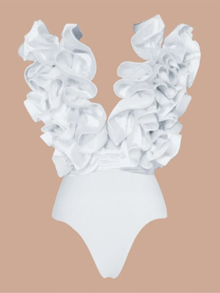 Bikini avec jupe pour femme, maillot de bain, imprimé épissure à volants, vêtements de plage, couvertures de bikini de vacances, tenues d'été, nouveau