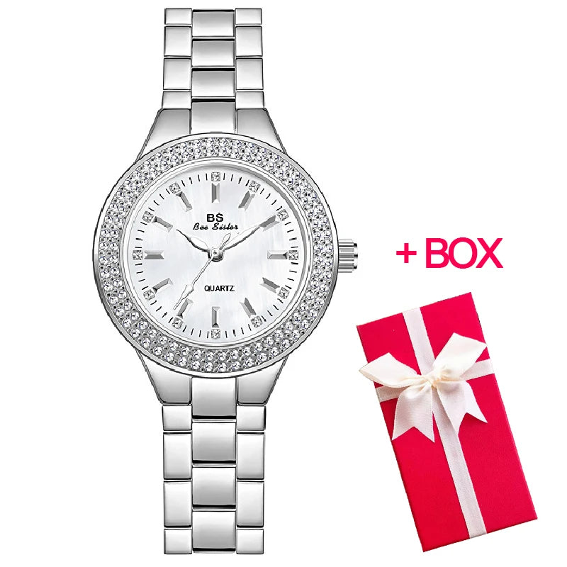 Montre femme  – Acier inoxydable, cristaux & diamants – Plusieurs coloris