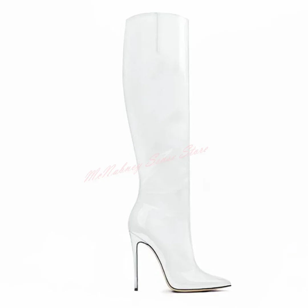 Bottes hautes femme cuir véritable – Bout pointu, talon aiguille, sans lacets 17 coloris