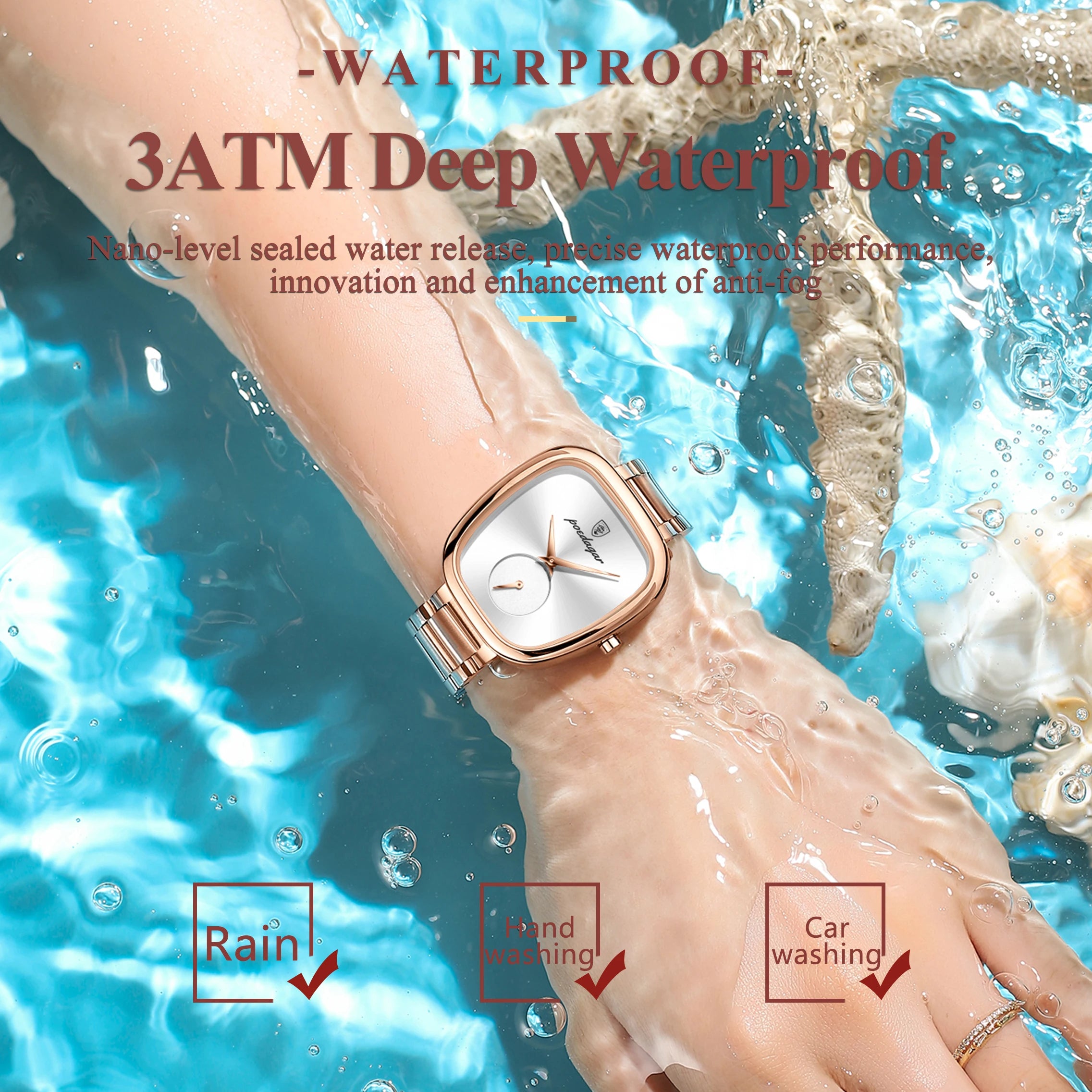 Montre femme luxe – Acier inoxydable, quartz, étanche – Plusieurs coloris
