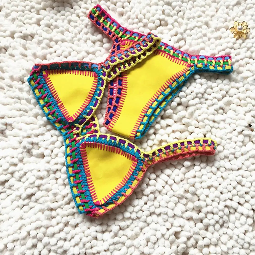 Bikini  2 Pièces – Crochet & Patchwork Style Brésilien -Plusieurs coloris
