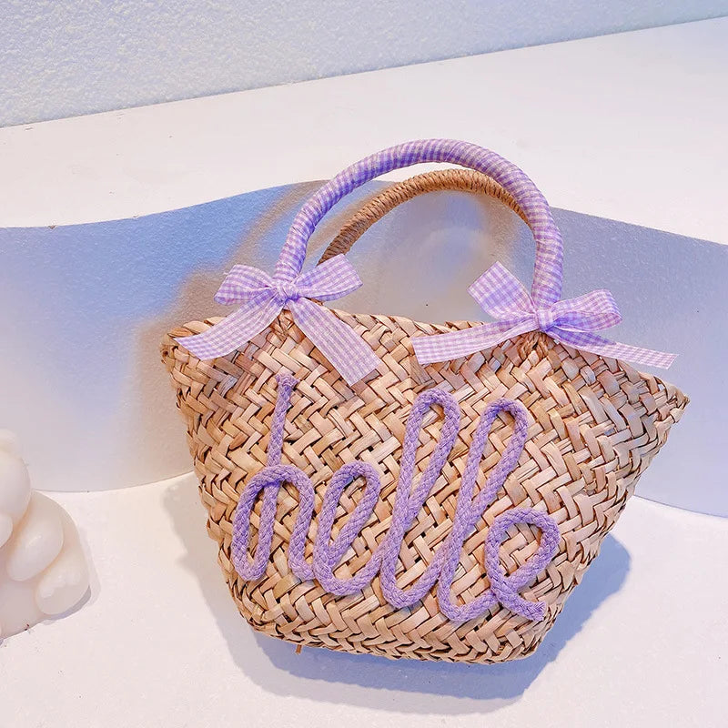 Petit sac en paille tressé  – plage & été, 5 coloris