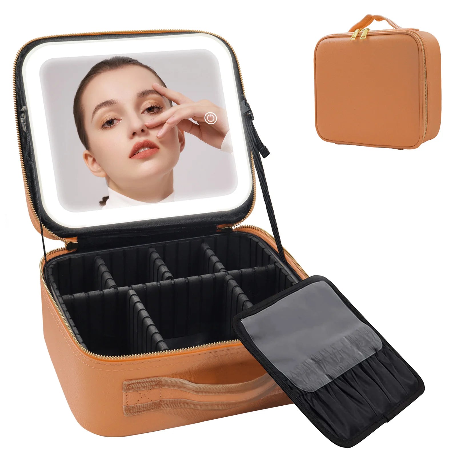 Trousse de maquillage voyage éclairée LED – Miroir intégré, rechargeable USB 10 coloris