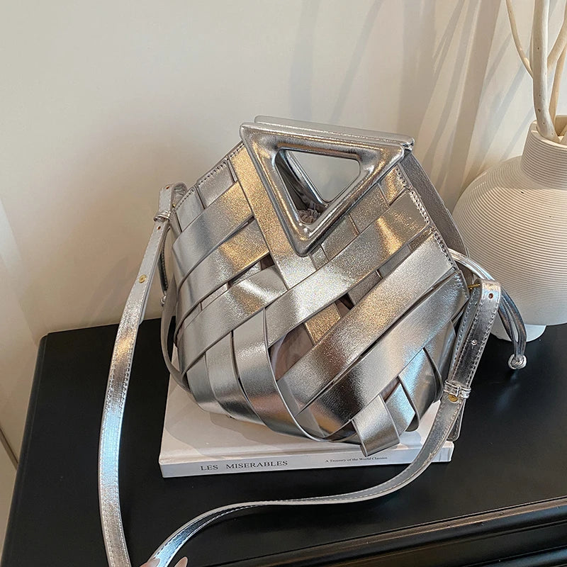 Pochette tissée en PU – Sac tressé minimaliste – Plusieurs coloris