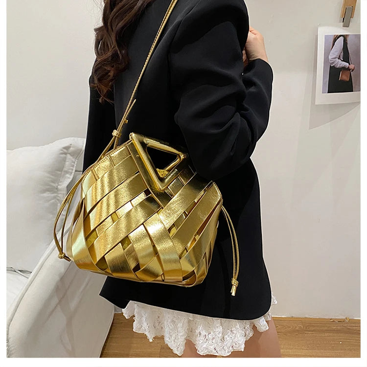 Pochette tissée en PU – Sac tressé minimaliste – Plusieurs coloris