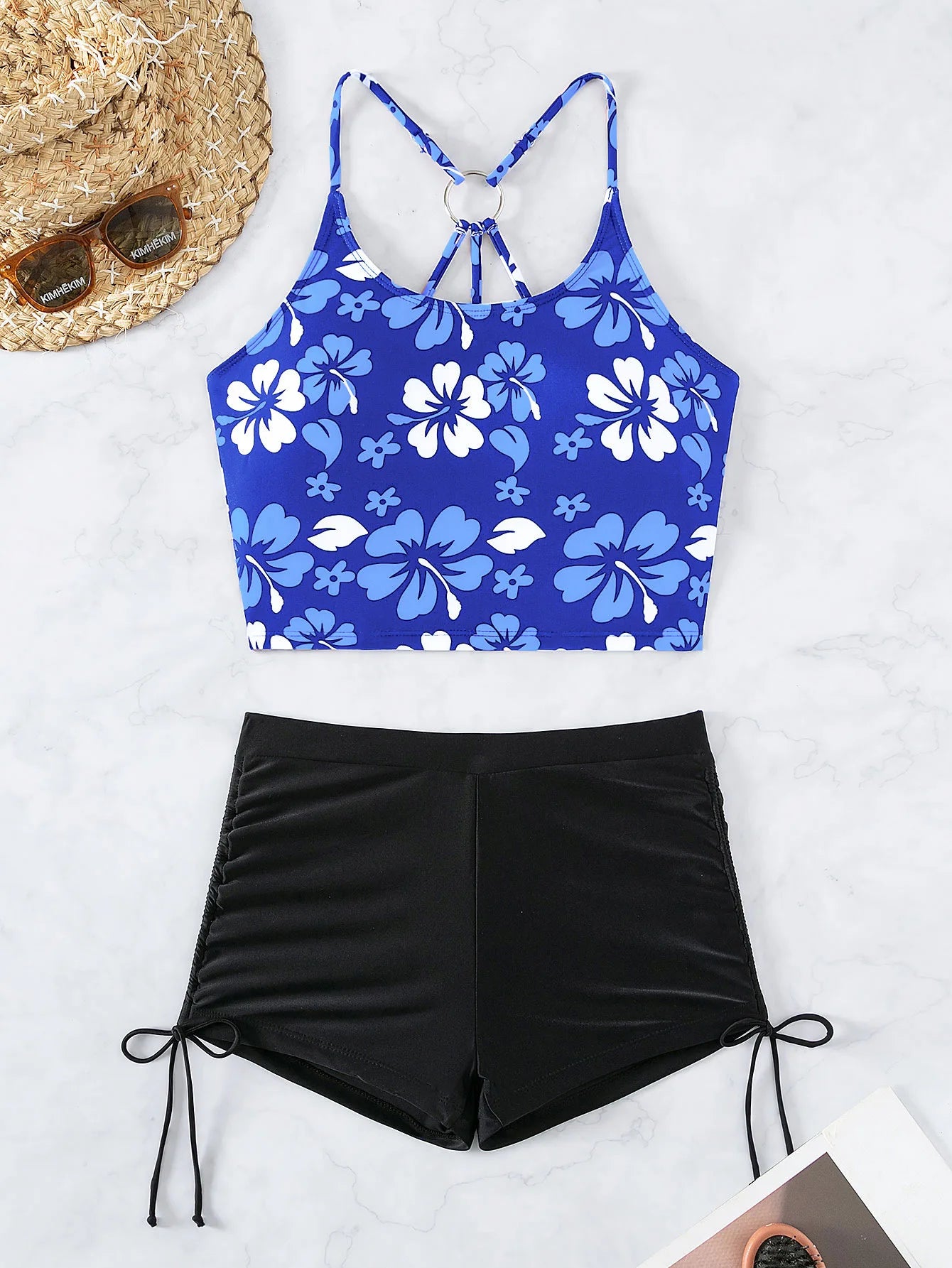 Bikini Femme 2 Pièces – Crop Top & Short Taille Haute (Plusieurs coloris)