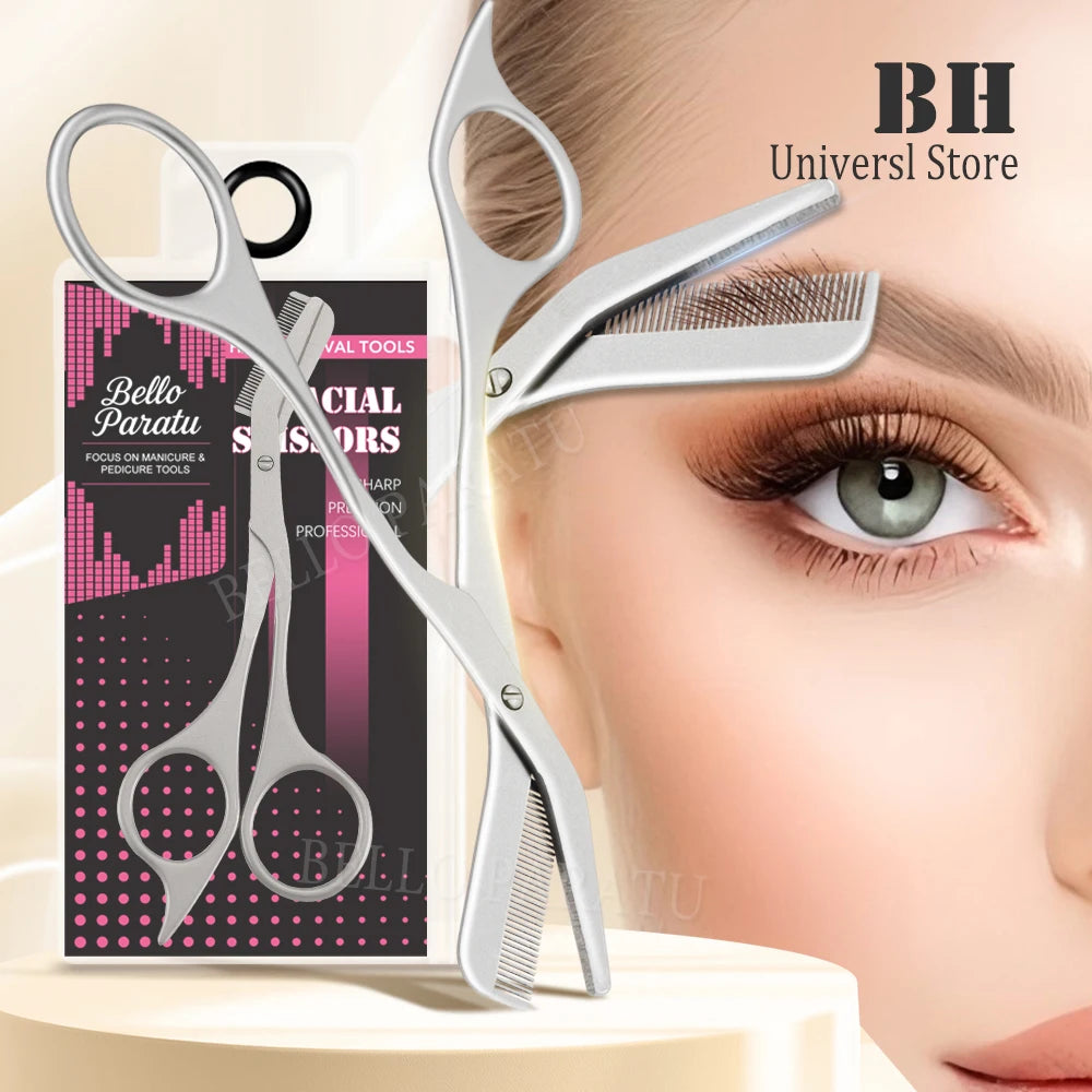 Ciseaux à Sourcils Professionnels avec Peigne – Acier Inoxydable