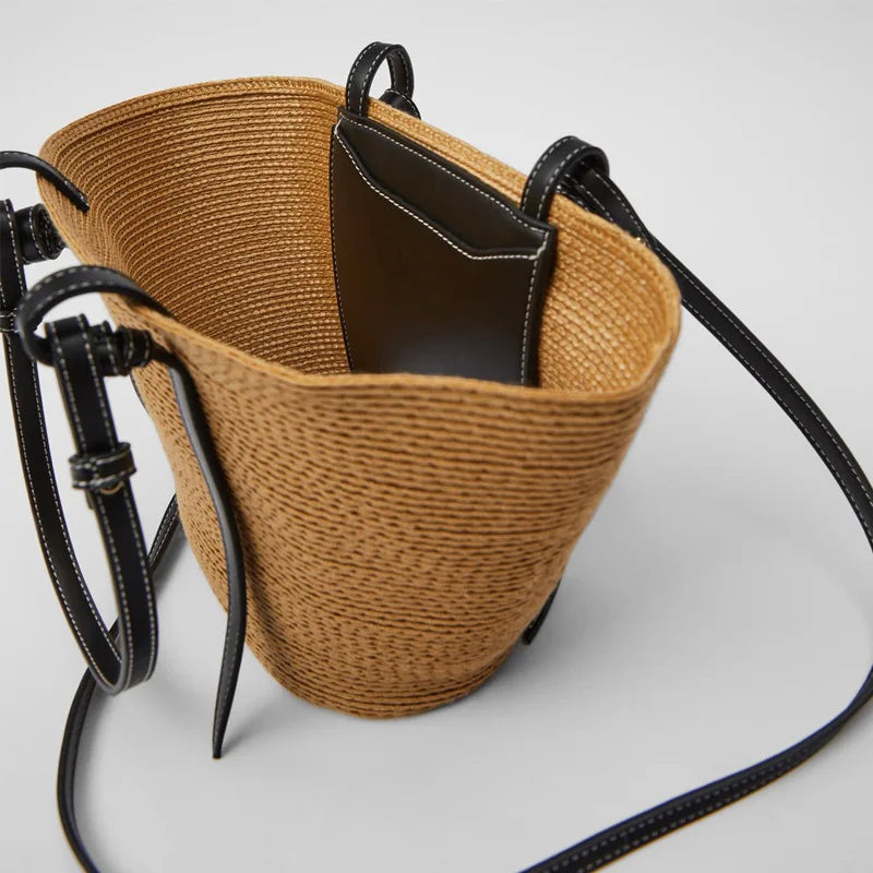 Sac en paille tressé  – Grande capacité, plage & shopping