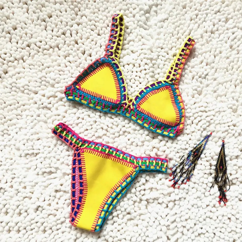 Bikini  2 Pièces – Crochet & Patchwork Style Brésilien -Plusieurs coloris