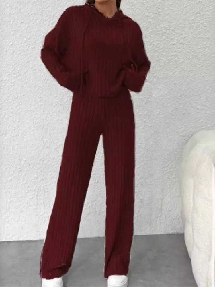 Ensemble 2 pièces sweat à capuche & pantalon taille haute – Plusieurs coloris