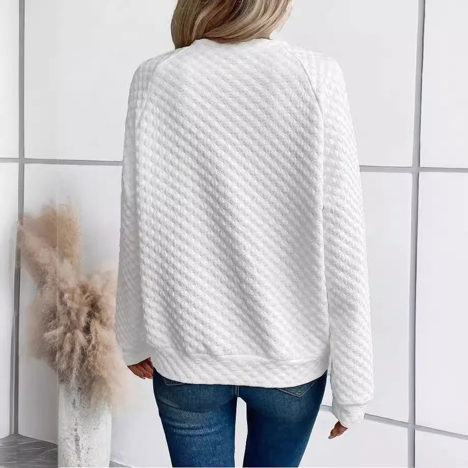 Sweat Décontracté Femme – Col V Profond, Coupe Loose & Manches Longues (plusieurs coloris)