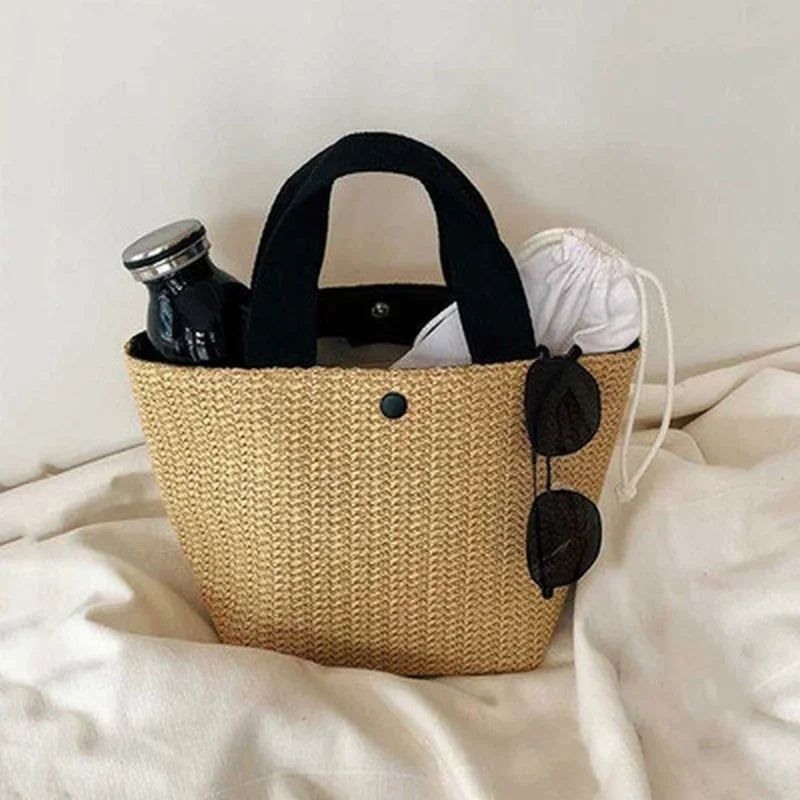 Sac en rotin tressé  – Grande capacité, plage été, éco-responsable 2 coloris