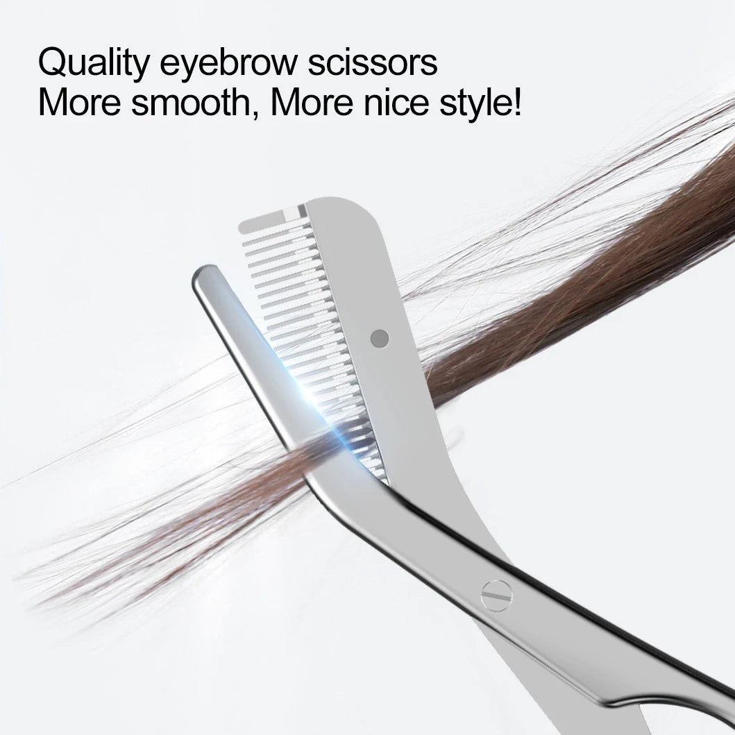 Kit Ciseaux à Sourcils en Acier Inoxydable avec Peigne – Plusieurs Coloris