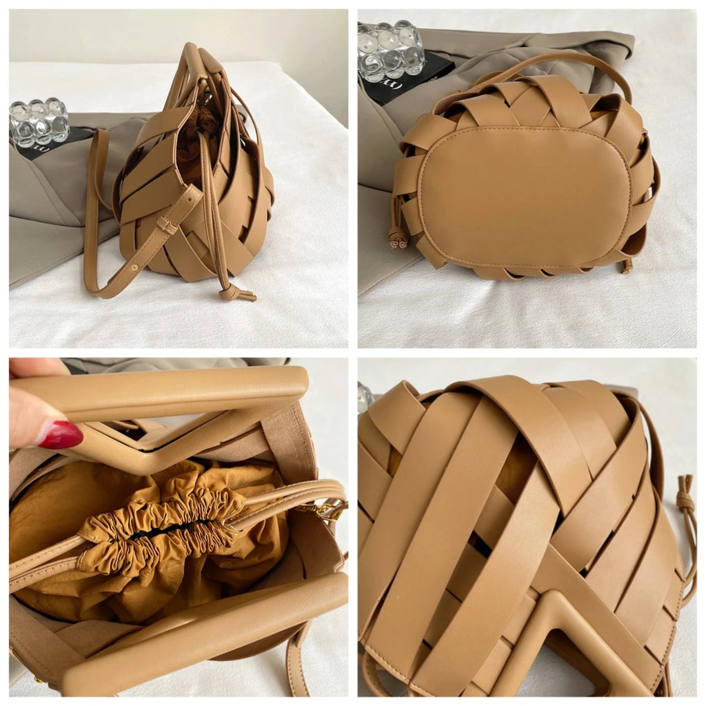 Pochette tissée en PU – Sac tressé minimaliste – Plusieurs coloris