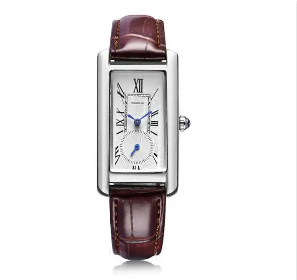 Montre rectangle femme – Quartz, bracelet cuir, analogique – Plusieurs coloris