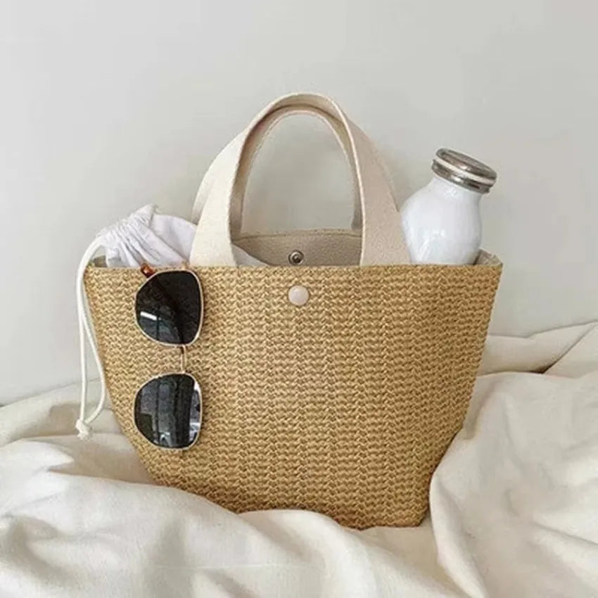 Sac en rotin tressé  – Grande capacité, plage été, éco-responsable 2 coloris