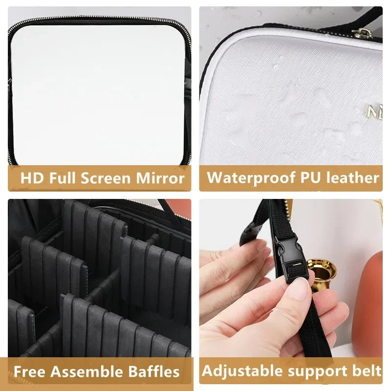 Trousse de maquillage voyage éclairée LED – Miroir intégré, rechargeable USB 10 coloris