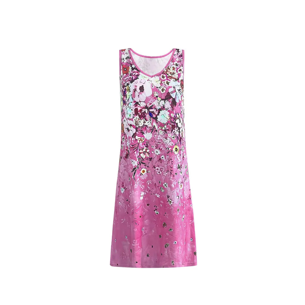 Robe Débardeur Femme – Imprimé Fleuri & Col V