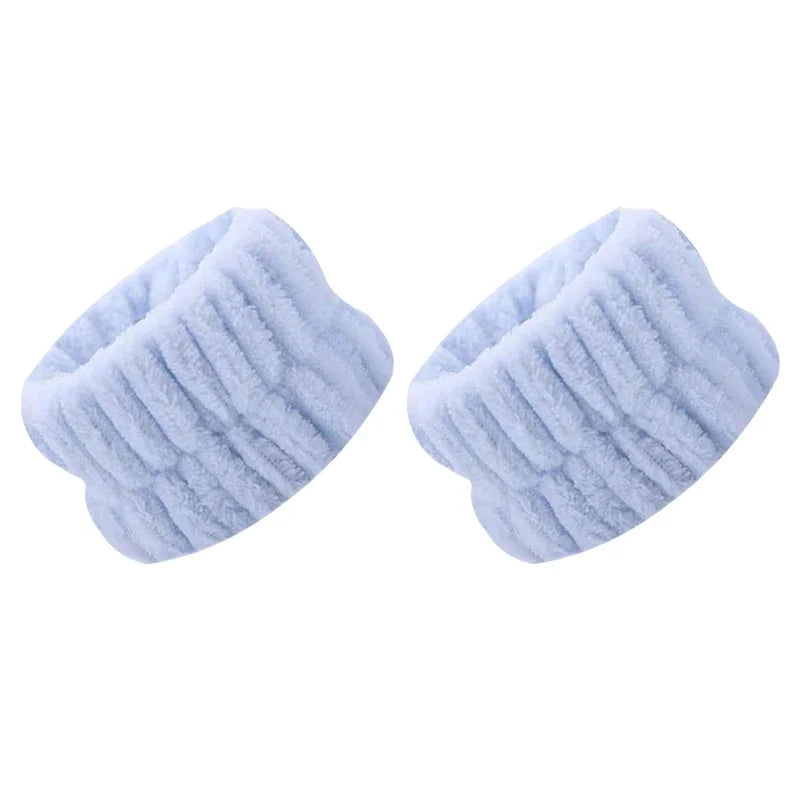 Bracelets lavage visage en polaire – Manchettes maquillage & douche, lot de 2